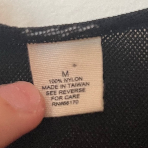 Maeve Black Nylon Front Tie Low Cut Long Sleeve Top PP - Picture 5 of 5